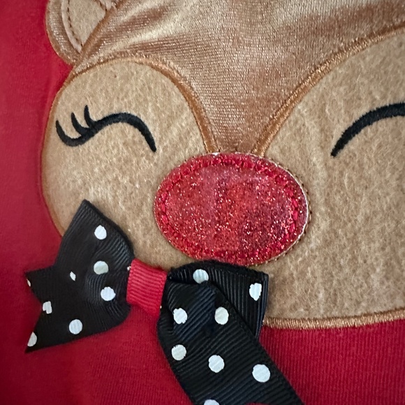 Counting Daisies Girls Size 6 Red Christmas Dress Reindeer - Picture 5 of 11